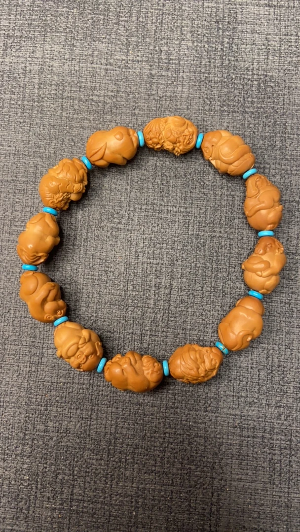 橄榄核雕刻 十二生肖核雕手串