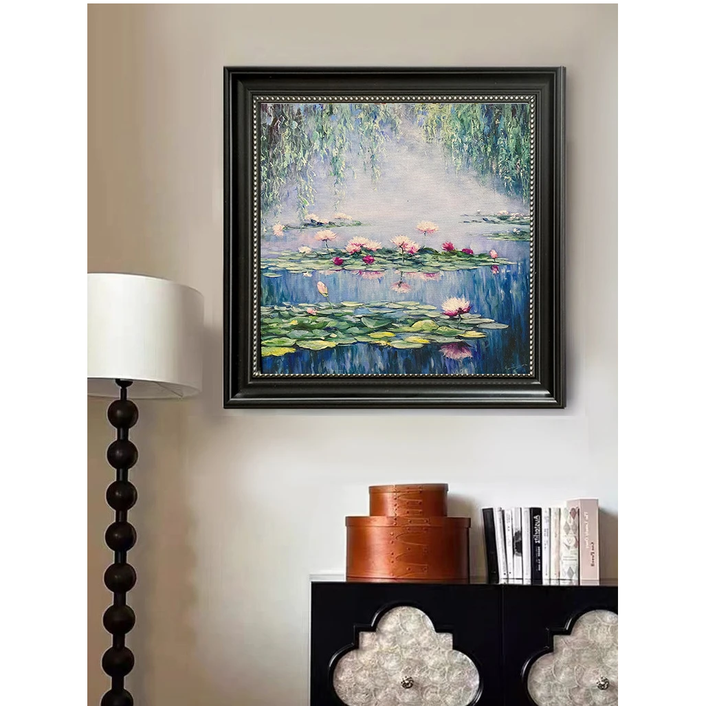 A26莫奈荷花睡莲世界名画装饰画餐厅饭厅壁画玄关卧室油画挂画