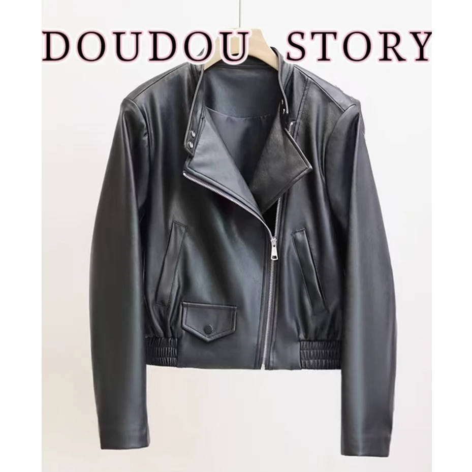 2024豆豆精选 5650 复古立领超酷短款皮衣