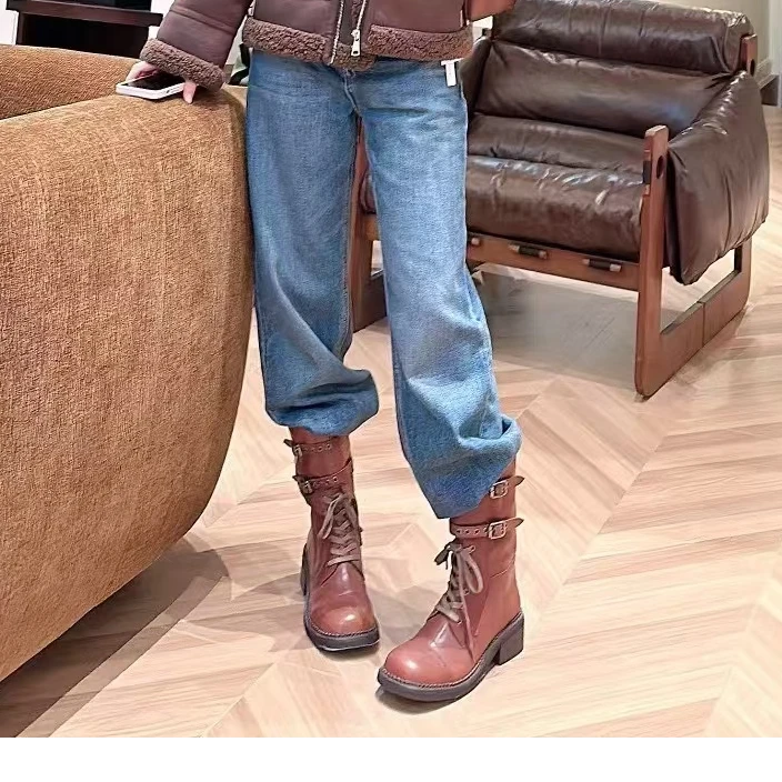 2024豆豆卡卡诺亚1835  时尚复古潮流女士秋冬高筒靴