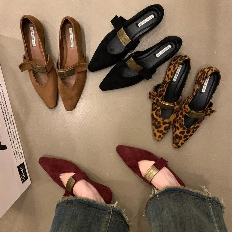 鞋子女鞋单鞋网红百搭尖头浅口低跟气质跟鞋