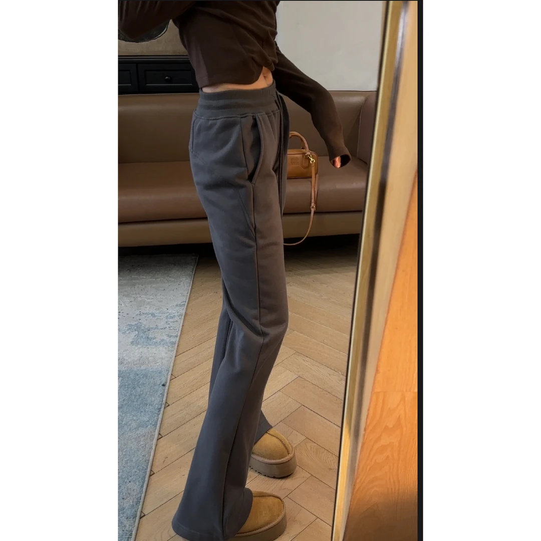 美式复古！320克加绒微喇叭运动显瘦百搭修身瑜伽裤   15548