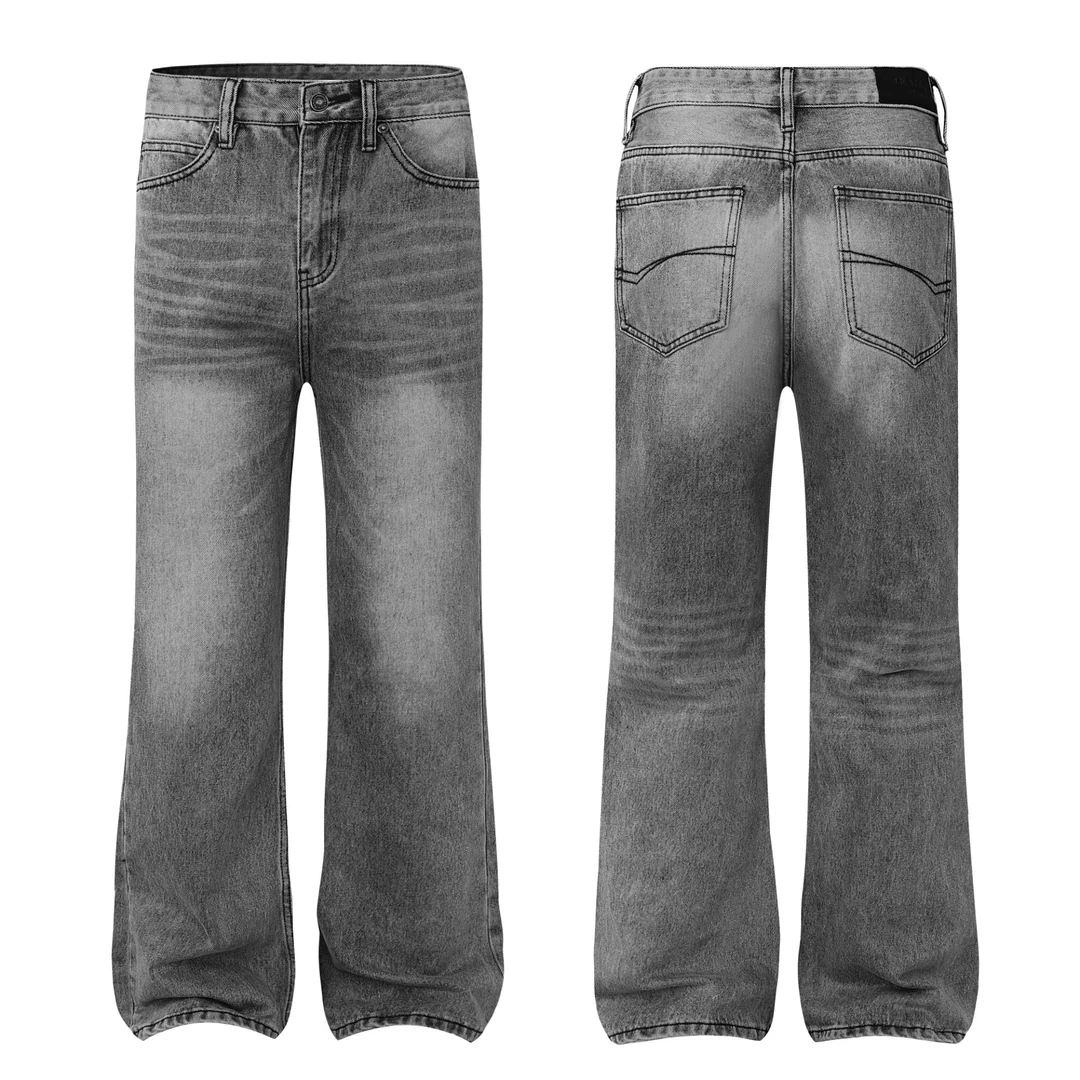 【巴黎微喇灰牛】25新款bootcut修身显瘦显高直筒微喇水洗牛仔裤