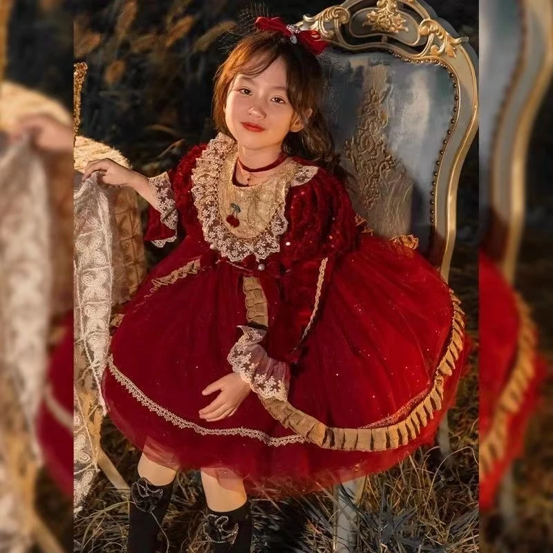 成成零售【直播间听编码下单】儿童女童长袖少女复古红色日常秋冬