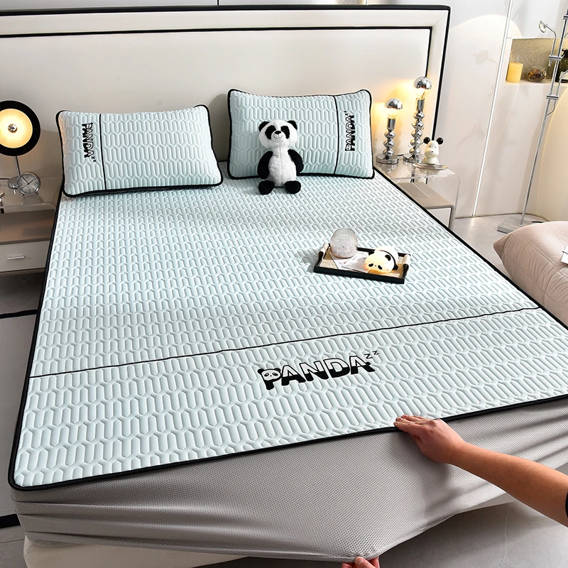 乳胶凉席床笠款刺绣乳胶加厚凉席三件套空调软席可机洗新款软席子