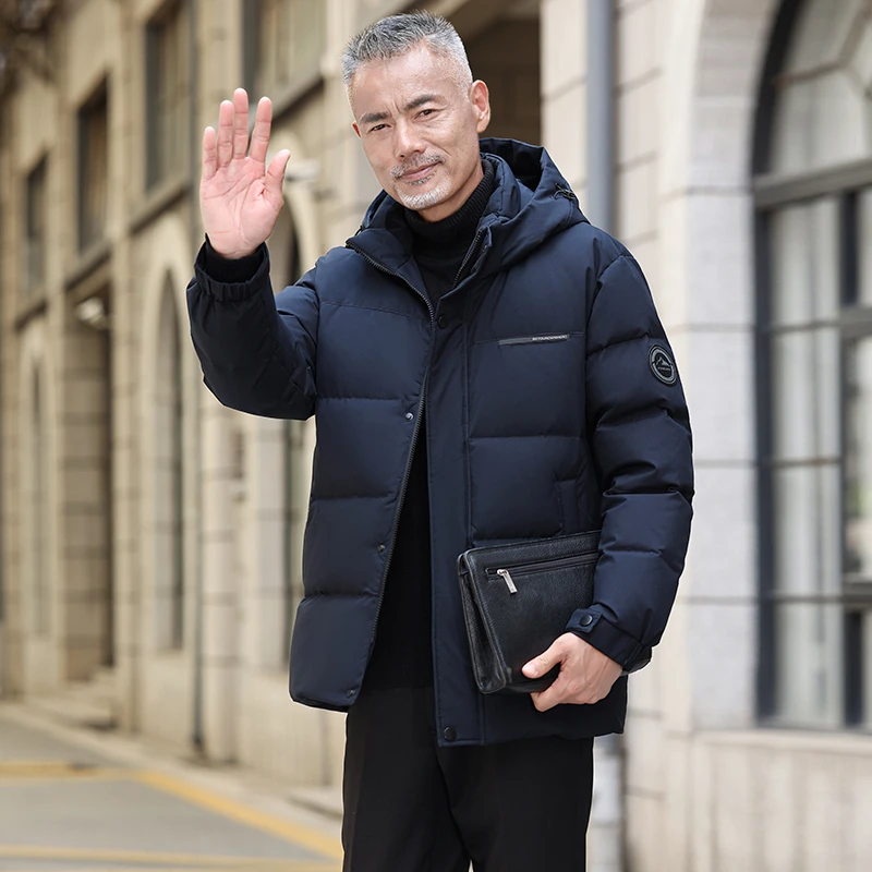 V/雅鹿中老年加绒加厚款羽绒服男士2025冬季新款可脱帽爸爸装外套