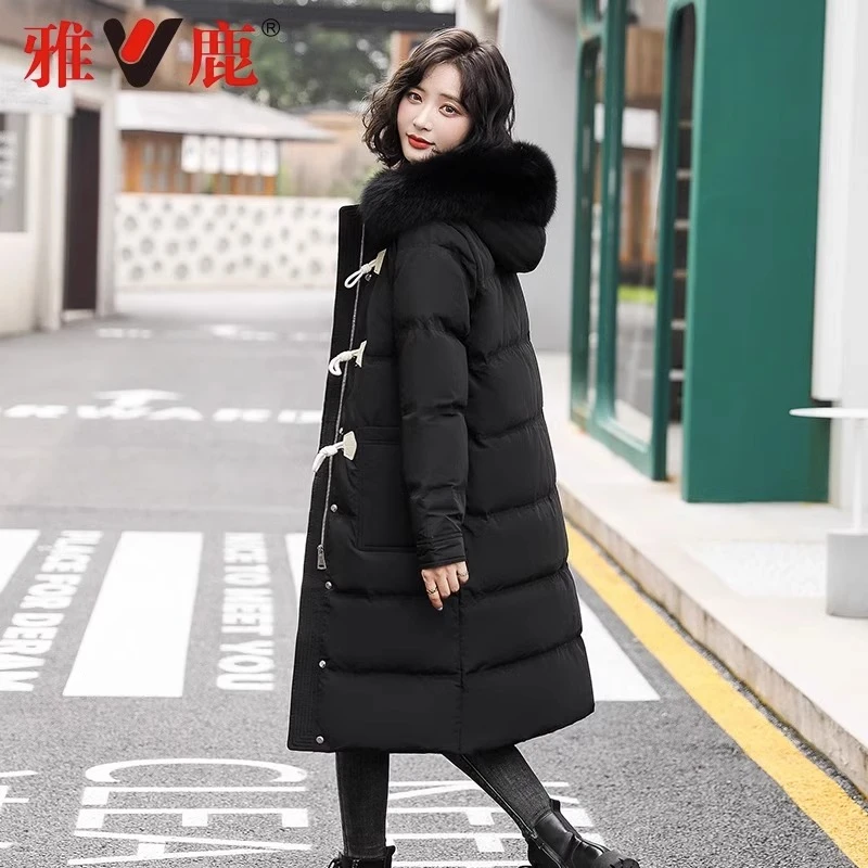 V/雅鹿长款极寒连帽狐狸毛领加厚羽绒服2025冬季新款白鸭绒羽绒衣