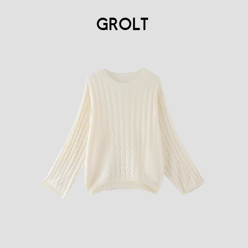 【小雨姐】圆领大麻花女宽松秋冬新款大码显瘦高档长袖M6116