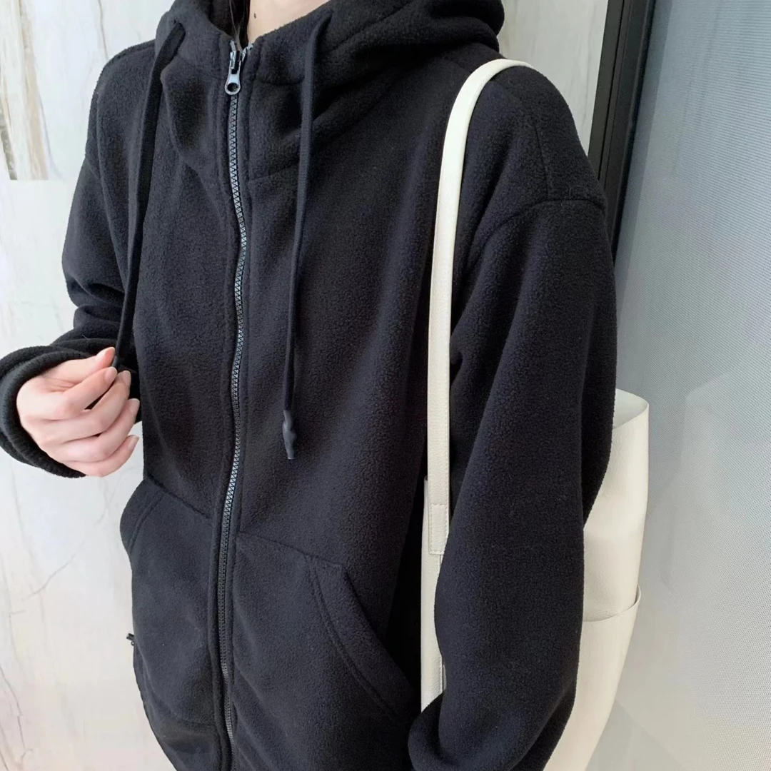 【小雨姐】摇粒绒宽松慵懒连帽卫衣W2155