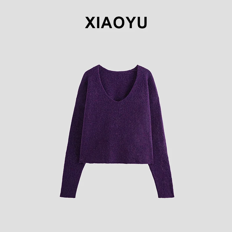 2024早秋新款纯色百搭宽松大V领针织毛衣女 M0079