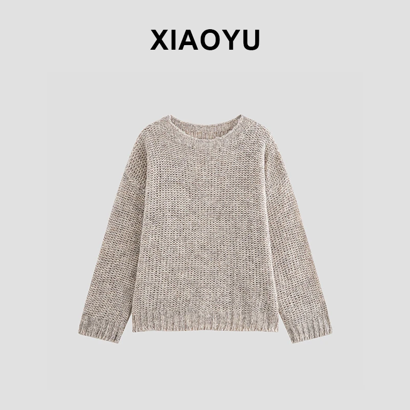 2024早秋新款百搭休闲落肩袖长袖毛衣针织衫女 M0729