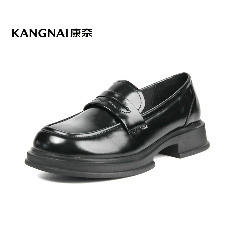 Kangnai/康奈36085专柜正品真皮厚底时尚舒适百搭休闲女士乐福鞋