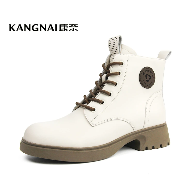Kangnai/康奈38055专柜正品冬舒适真皮百搭马丁靴女保暖加绒短靴