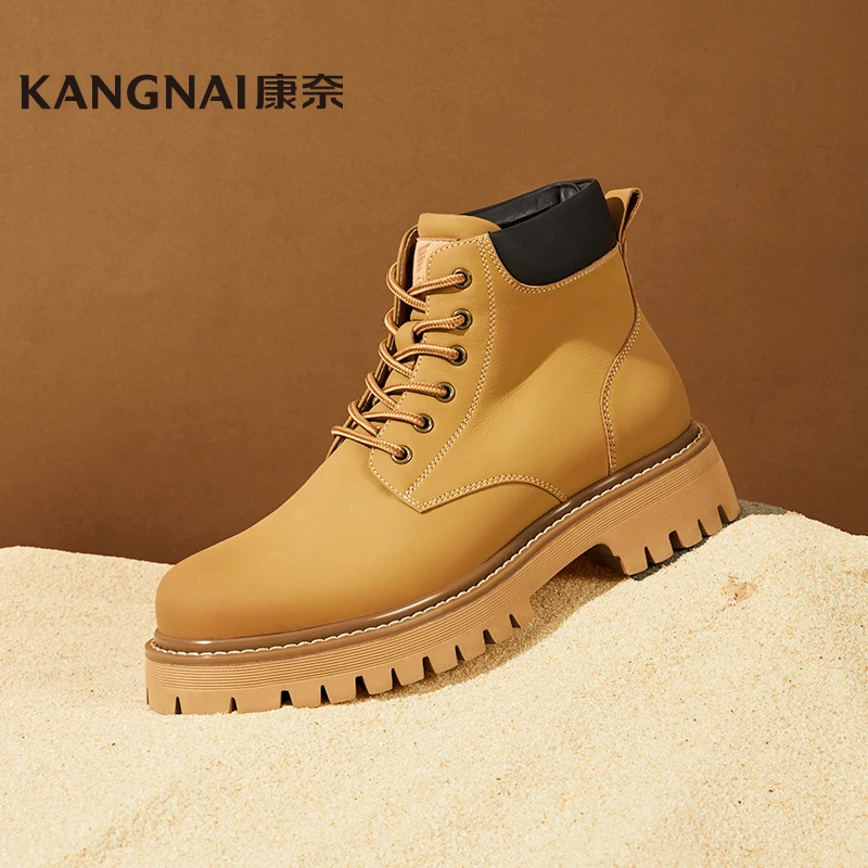 Kangnai/康奈37008专柜正品冬季真皮时尚休闲舒适马丁大黄靴男鞋