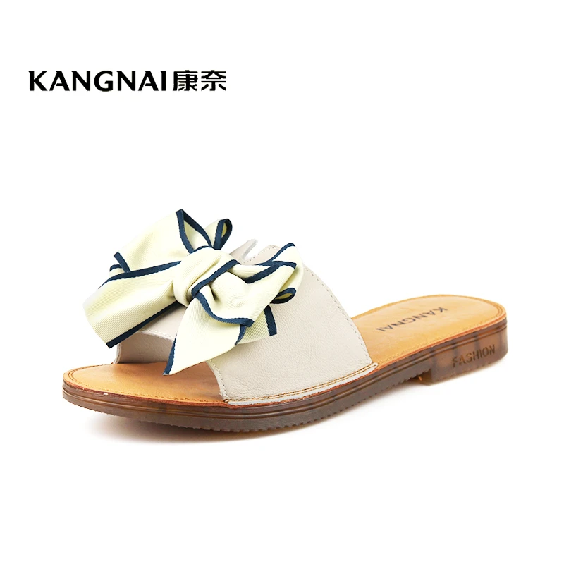 Kangnai/康奈34360专柜正品夏季牛皮平底外穿百搭软底凉拖女凉鞋