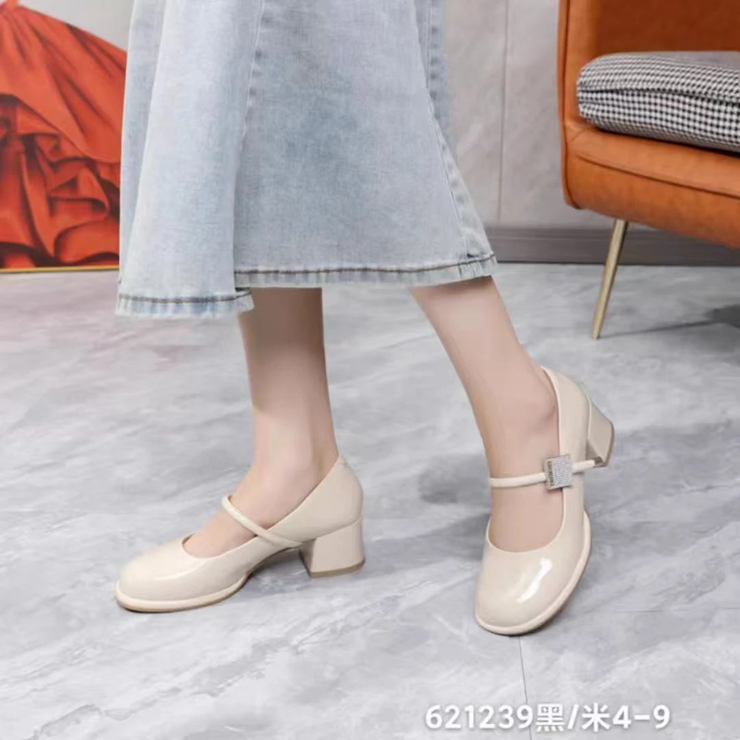 玛丽珍女鞋新款夏季粗跟法式小皮鞋春秋温柔风晚晚单鞋83171