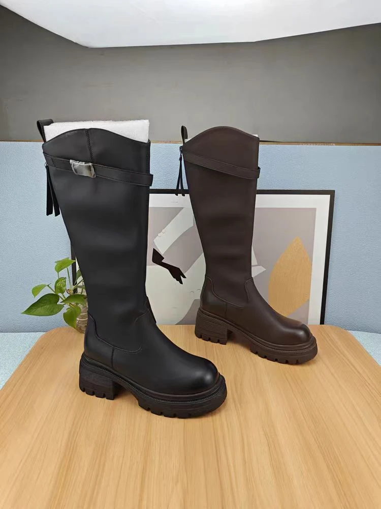 厚底增高百搭长筒靴=新款靴子女爆款长靴不累脚时装鞋569-3