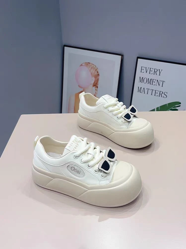 小白鞋女2024春季网红爆款厚底百搭高级感轻便休闲面包鞋200-17