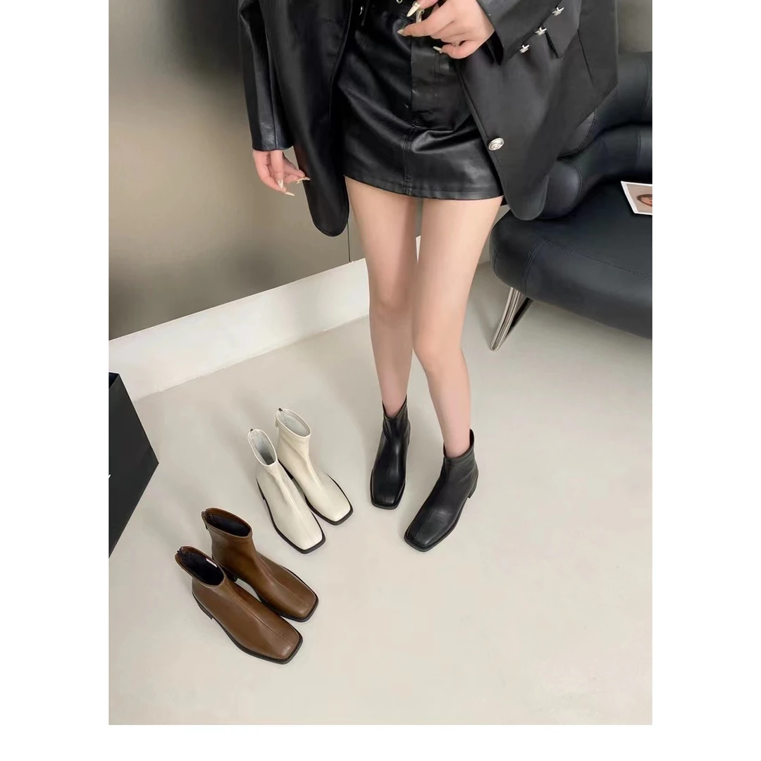 短靴2023秋冬韩版新款中跟瘦瘦靴时尚气质85-173