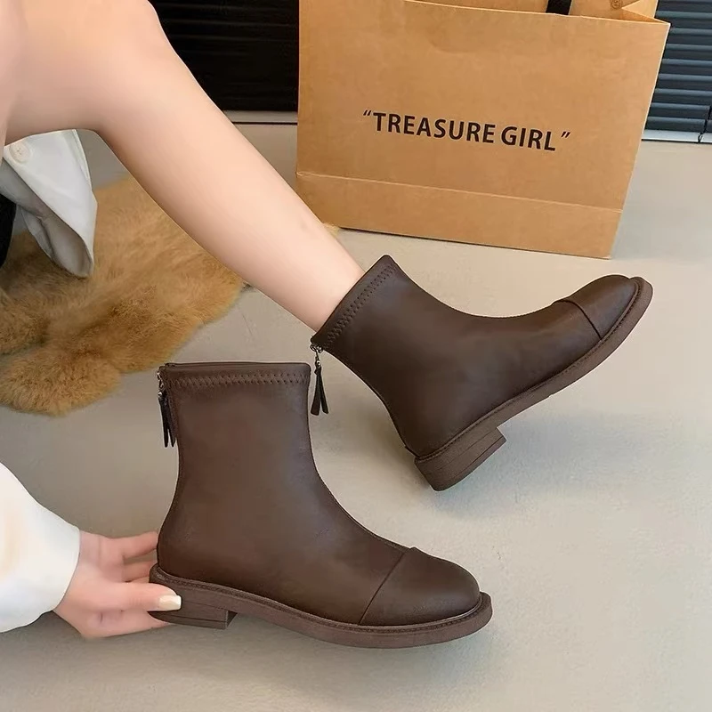 弹力瘦瘦靴新款韩版黑色马丁靴女短靴子英伦风春秋单靴潮083-56