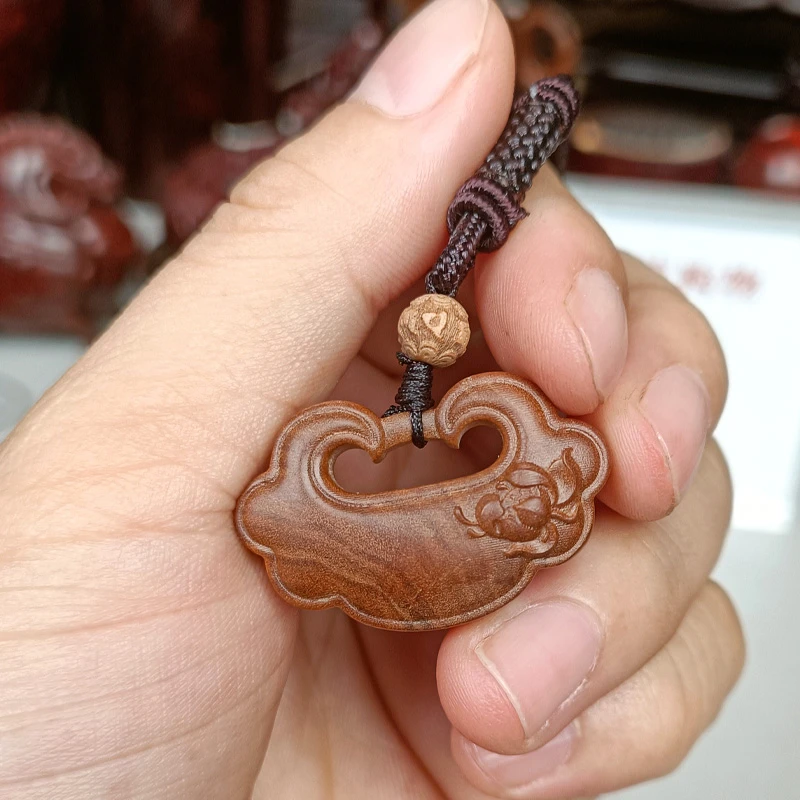 印度老山檀香平安锁挂链吊坠挂件老料男女士车钥匙挂链毛衣链