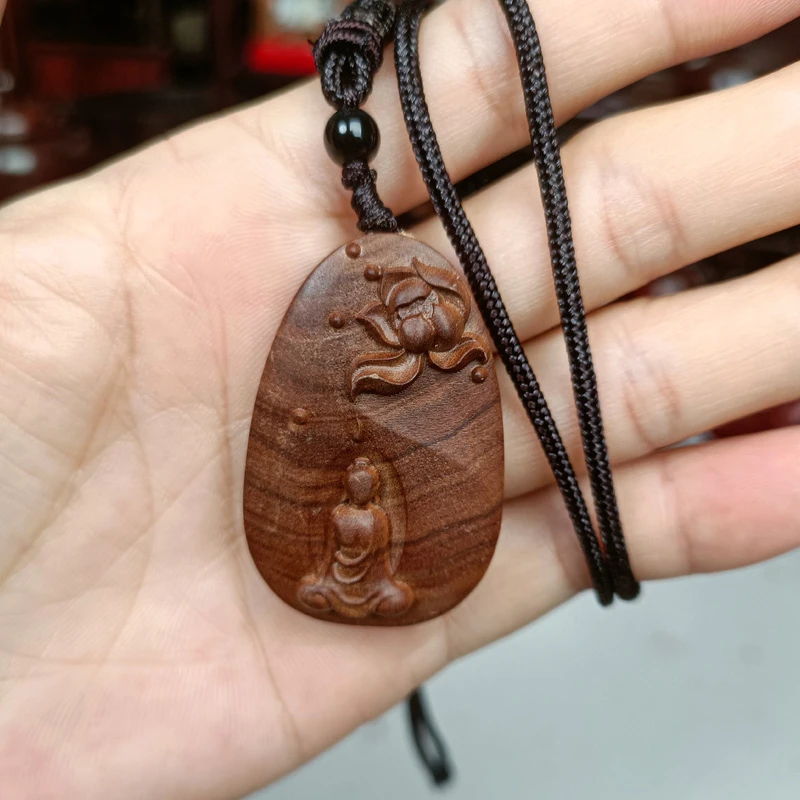 印度老山檀香无相佛大吊坠挂链挂件车钥匙挂链毛衣链包包挂件