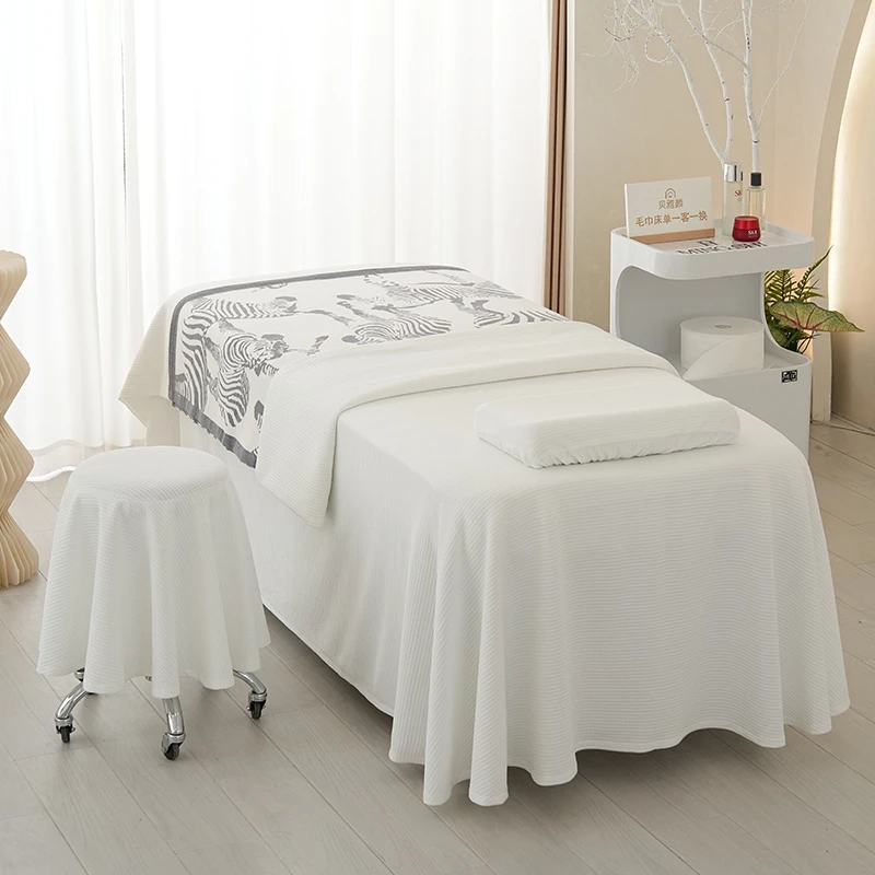 美容床罩四件套皮肤管理按摩理疗针织华夫格床罩高档简约 水星记
