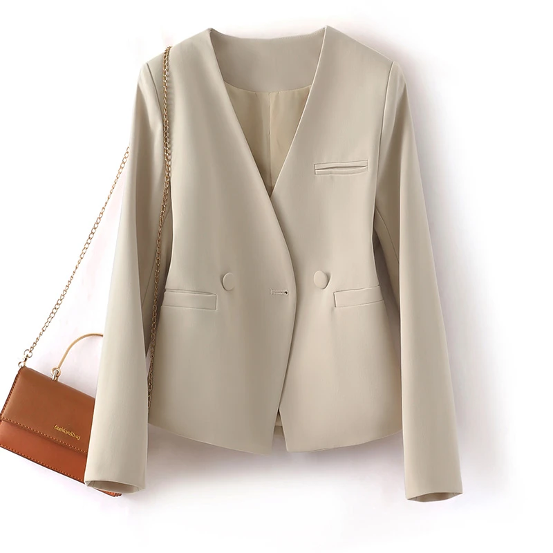 春秋V领小西装女短款2025年新款韩版时尚洋气百搭小个子西服外套