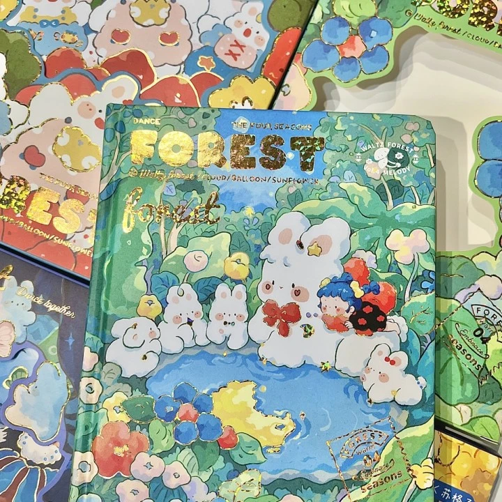 三年二班原创设计月光花园彩页笔记本年货节学生同学闺蜜礼物  L