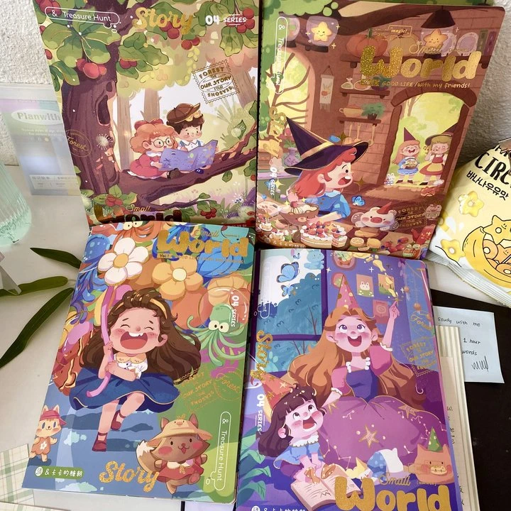 三年二班插画师联名小小世界B5彩页横线本笔记本册套装 L