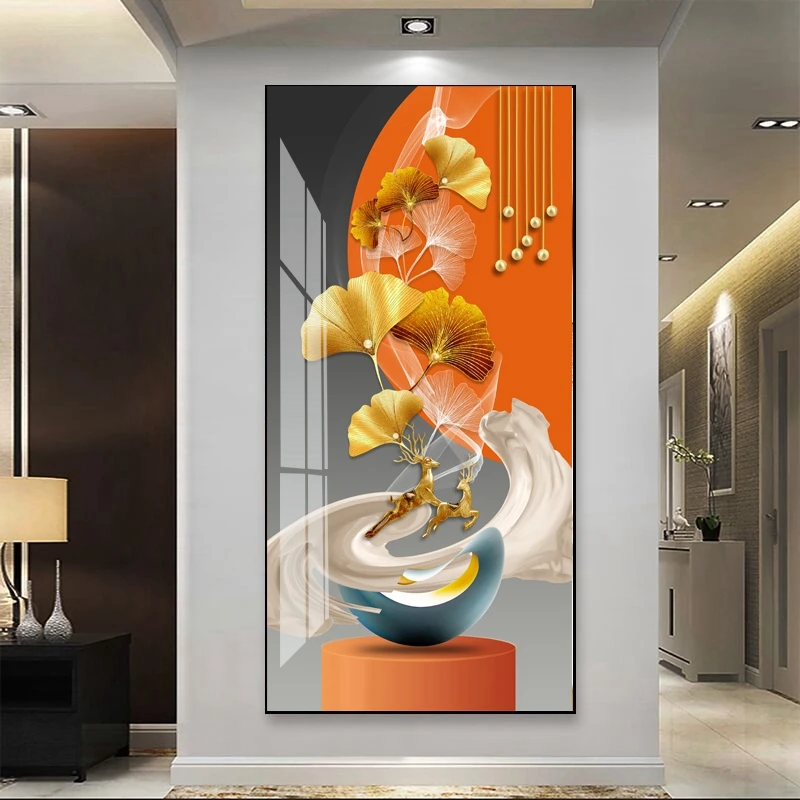 【福禄双至】入户玄关装饰画现代简约轻奢过道走廊尽头壁画晶瓷画