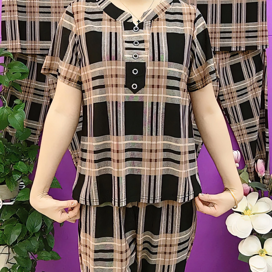 夏季新款时尚中老年两件套宽松显瘦休闲百搭套装