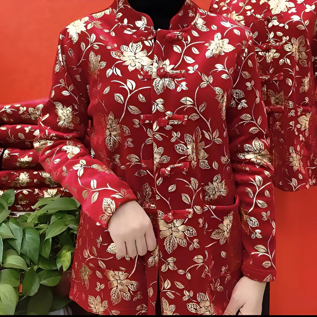 秋冬加绒加厚长袖洋气妈妈装上衣