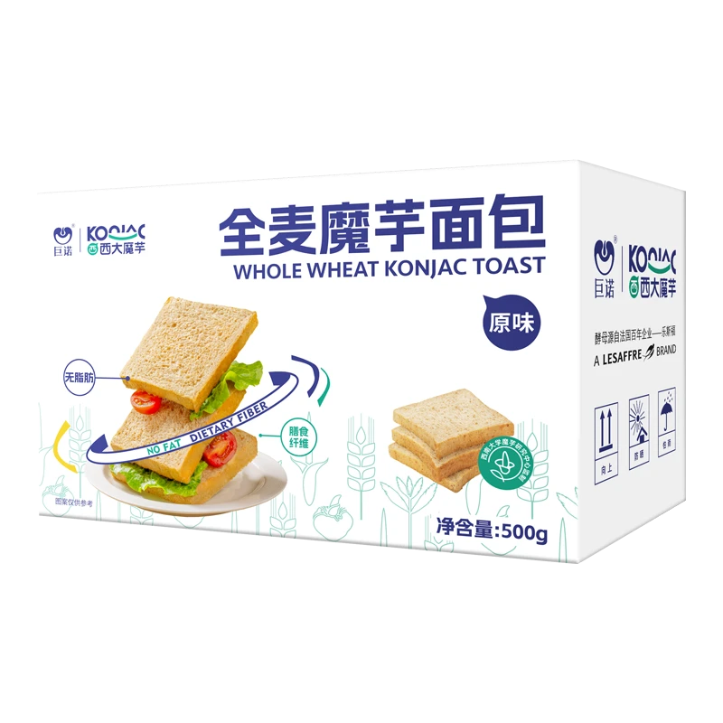 巨诺 全麦魔芋面包 0脂肪 0添加蔗糖 500g  原味