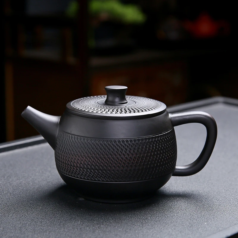 振策大容量紫陶单壶泡茶壶功夫茶具家用过滤孔浮雕大号手工西施壶
