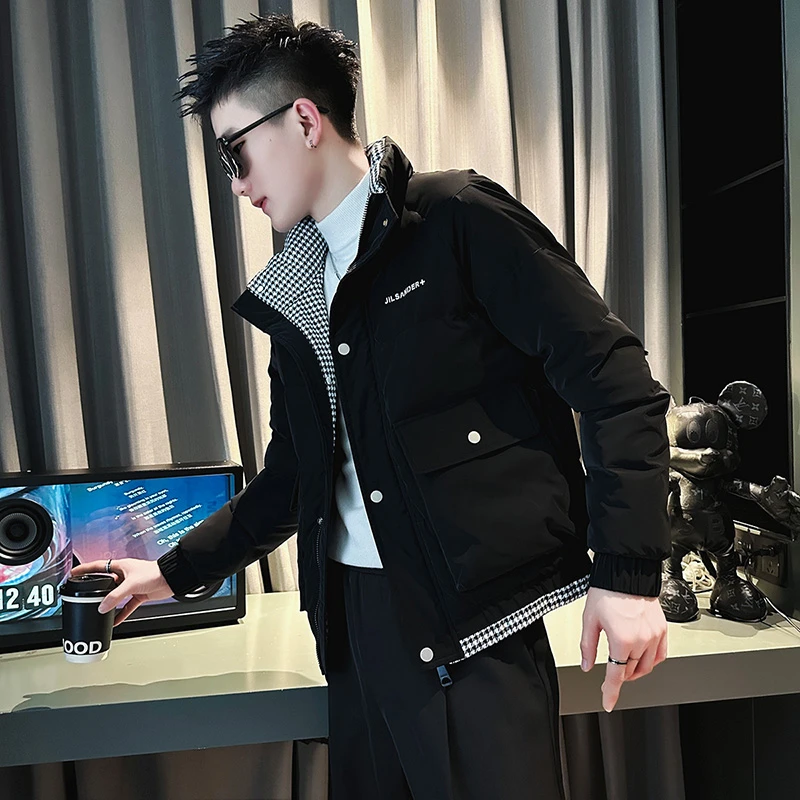 冬季潮牌立领棉服男潮流假两件工装棉衣2023新款男士休闲冬装外套