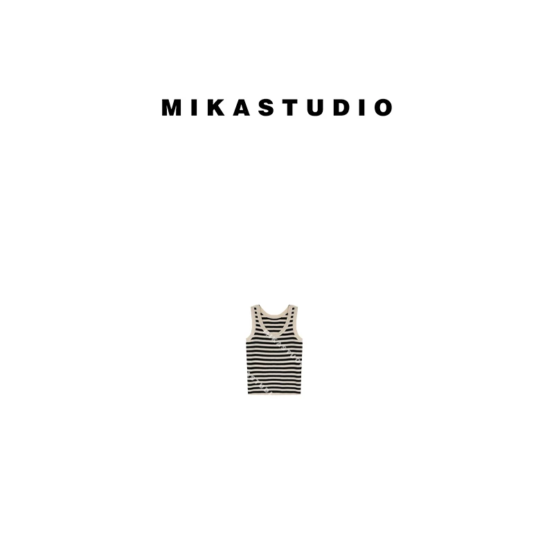 MIKASTUDIO/U领条纹背心【15%真丝】XPTTWBX