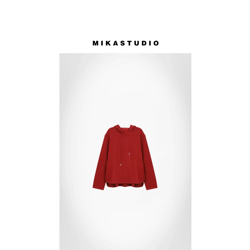 孤品连帽抽绳宽松红色卫衣【65%棉】ABGL2133