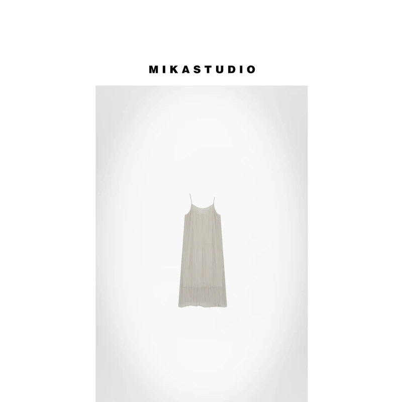 孤品200吊带褶皱宽松连衣裙XY37279