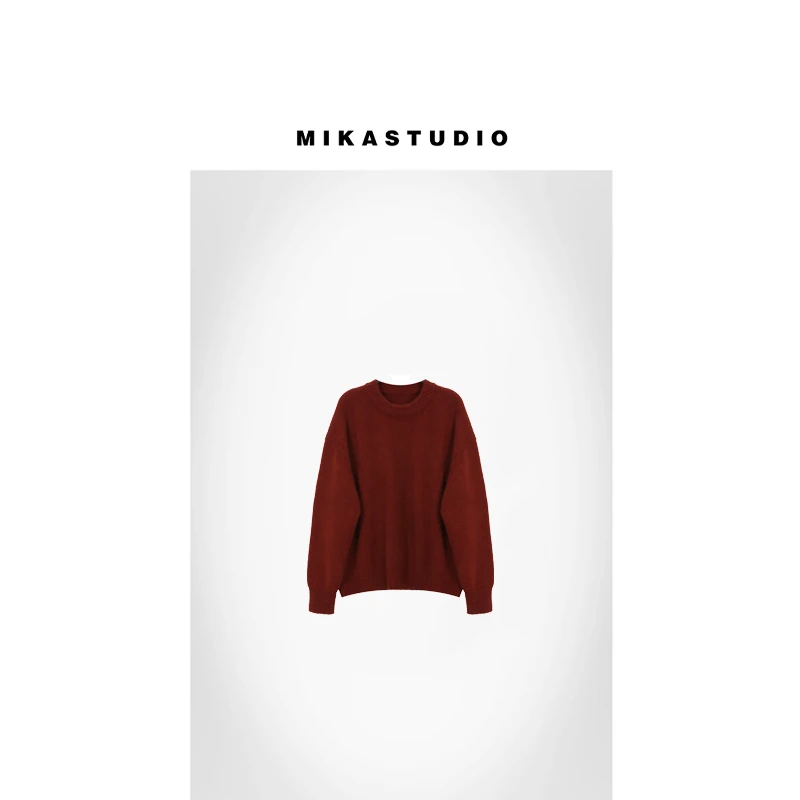 MIKASTUDIO/24秋圆领软糯宽松针织毛衣【100%山羊绒】ABCL5002