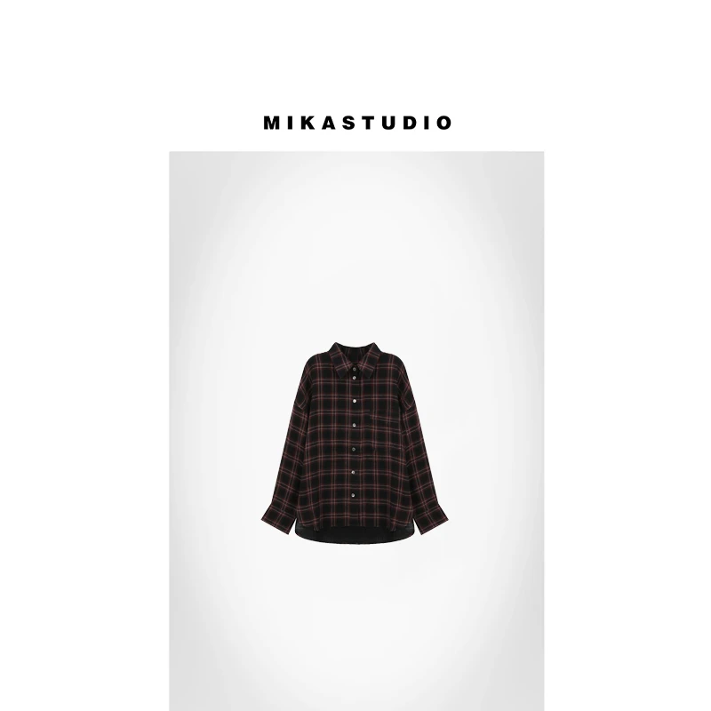 孤品270翻领格子宽松衬衫外套【100%棉】ABME2506