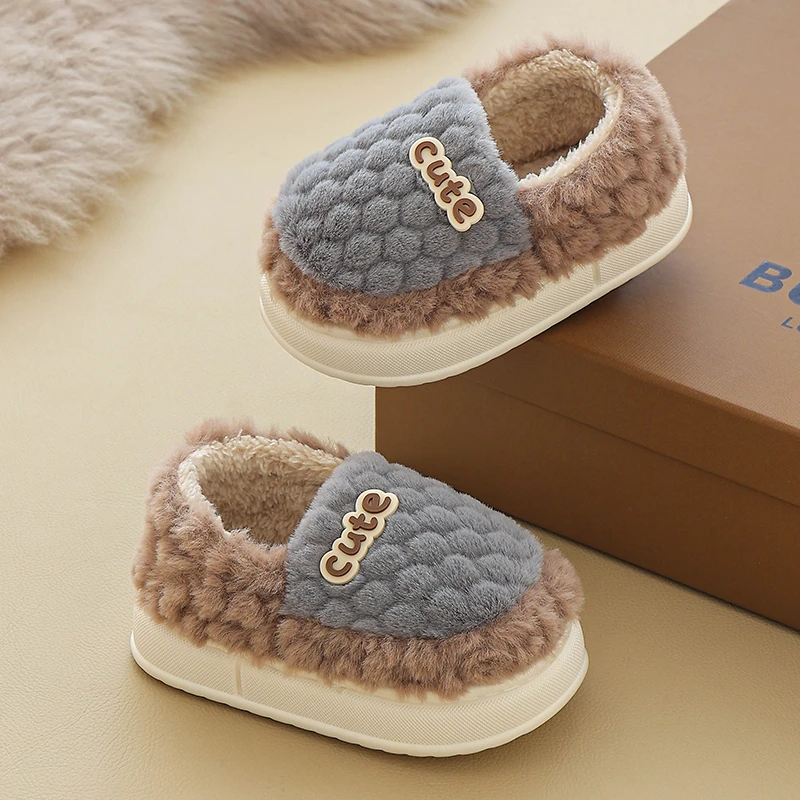 儿童棉鞋秋冬季男童新款包跟保暖加厚毛绒棉拖宝宝室内外防滑女童