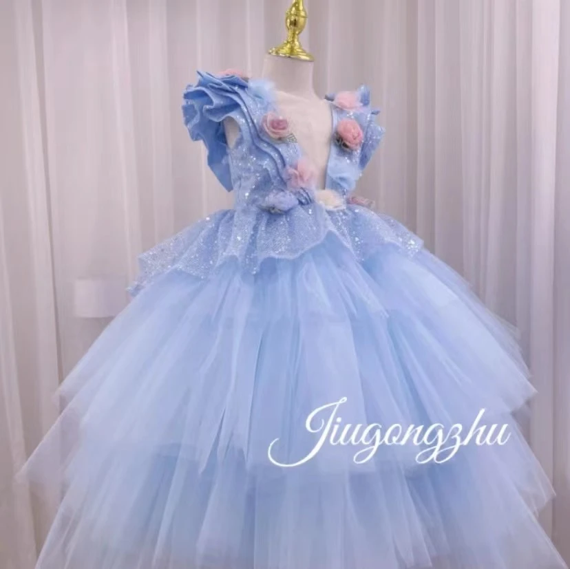 【花间晴】儿童礼服裙公主裙晚礼服主持人弹钢琴走秀生日气质