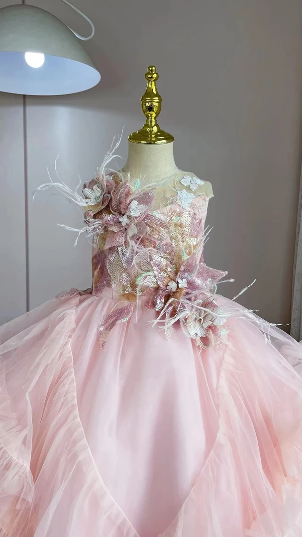 【戴安娜】儿童女童洋气生日走秀小女孩花童蓬蓬纱气质夏季宴会