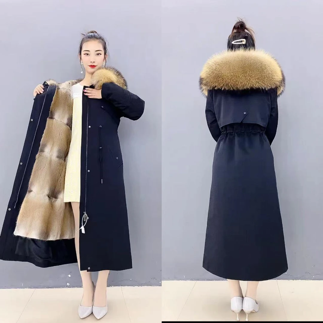 【亭亭玉立-貂】冬季新款修身保暖皮草派克服女士整貂内胆可拆卸