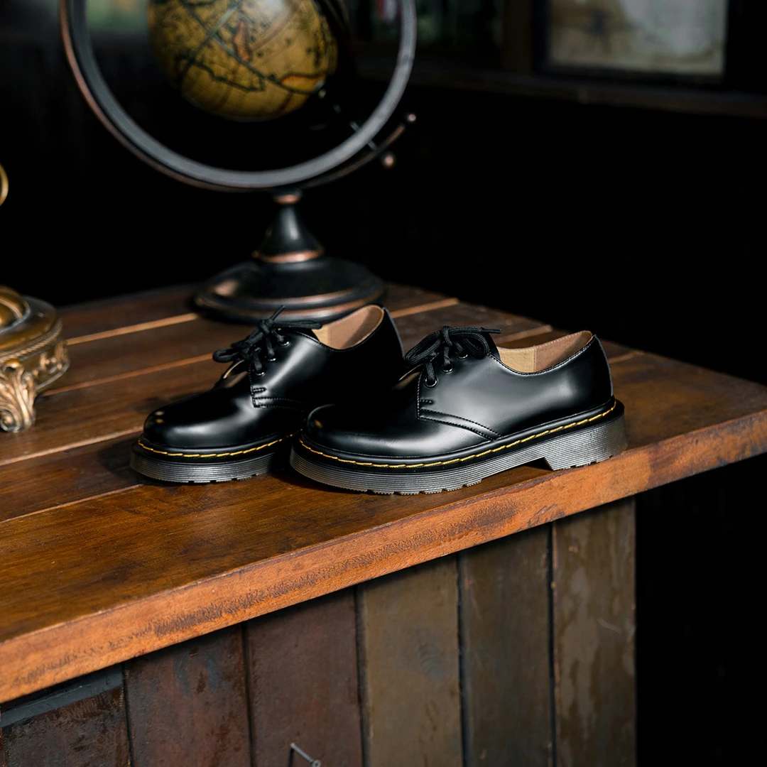 COVONTY「porgy」厚底圆头马丁真皮小皮鞋 粗跟低帮经典百搭马丁鞋