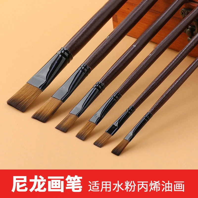 杰利儿童画画工具平头水粉笔套装美术生专用油画笔颜料笔水彩笔