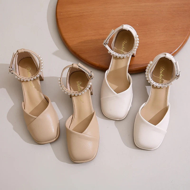 【艾潮】夏季新款玛丽珍包头凉鞋哑光简约百搭高跟裙子优雅仙女风-8