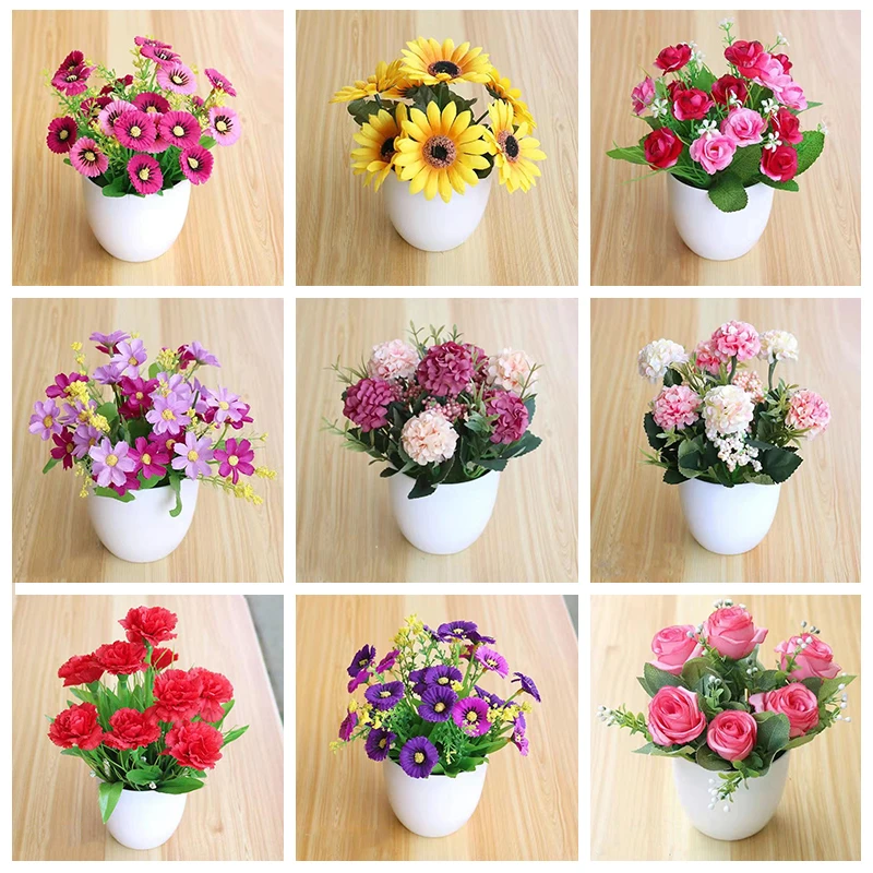 家居装饰假花仿真绢布塑料插花客厅小盆景套装卧室餐桌创意摆件品