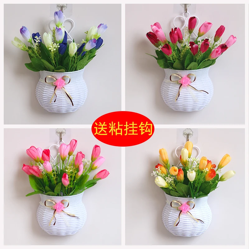 挂墙花篮套装仿真假花挂篮墙壁饰吊篮室内挂壁挂摆设墙面装饰花艺